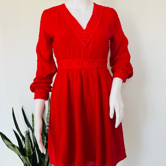 Junior long sleeve red mini dress xs - Picture 8 of 10